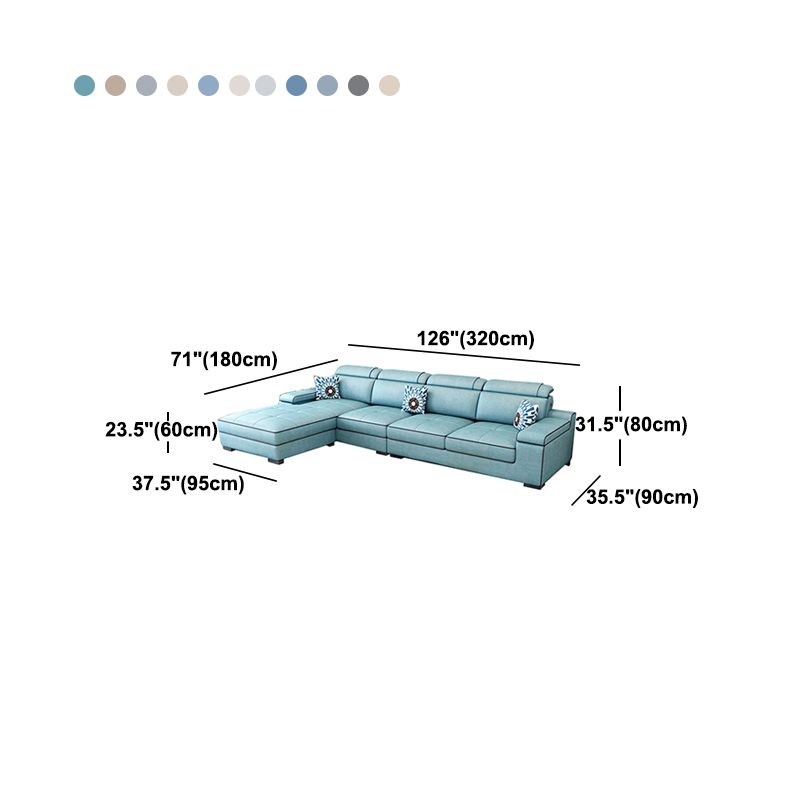 Vintage 4-seat Linen/Faux Leather Sofa Pillow Top Arm Sofa for Living Room Clearhalo 'furn' 'furn_sectionals' 'Furniture' 'furniture_sectionals' 'Living Room Furniture' 'Sectionals' 1200x1200_3afe3d4c-a4b2-4ff4-a2e0-b32e571a5273