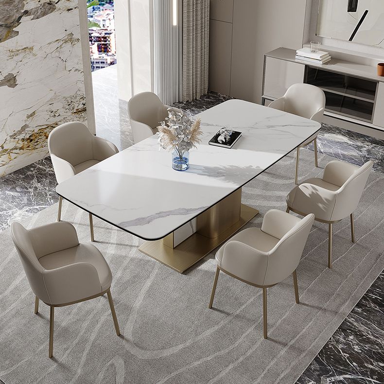 Nordic Glam Style Sintered Stone Rectangle Table Set 1/4/5/7 Pieces Dining Set Clearhalo 'Dining Room Sets' 'Dining Tables & Seating' 'dining_room_set' 'furn' 'furn_dining_room_set' 'Furniture' 'Kitchen & Dining Furniture' 1200x1200_3afef8f6-542e-4ab5-b40f-e67fe471dae6