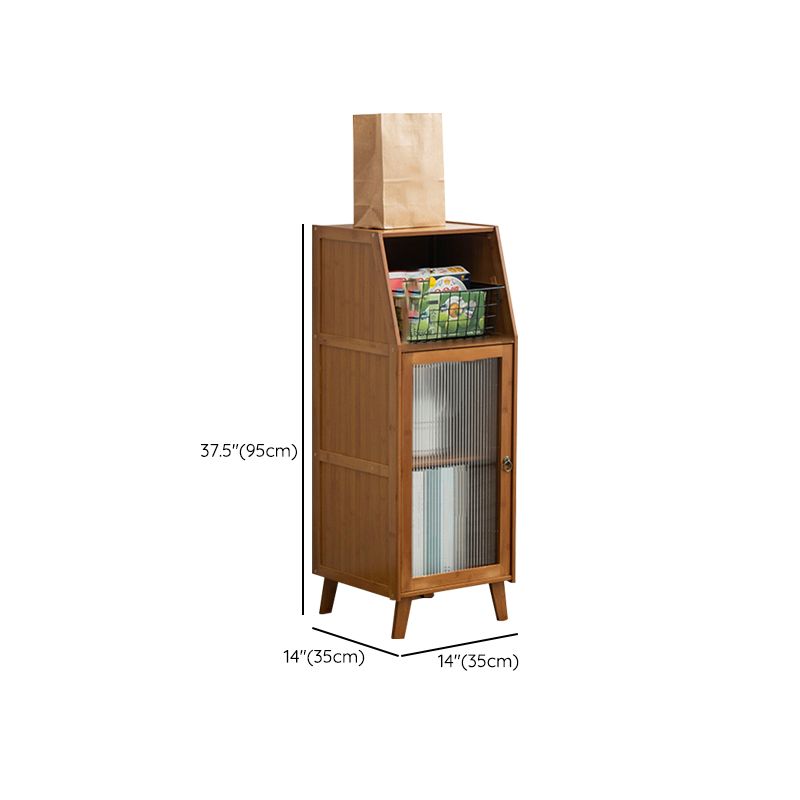 Mesa de vidrio de gabinete de aparador de bambú marrón contemporáneo