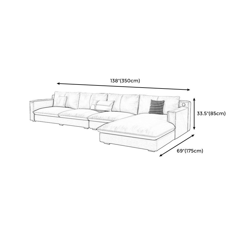 Modern Cushion Back Sectionals 33.46"H Cushions Square Arm Sofa with Chaise Clearhalo 'furn' 'furn_sectionals' 'Furniture' 'furniture_sectionals' 'Living Room Furniture' 'Sectionals' 1200x1200_3b0681ea-68f7-4716-9374-9aca39406a7b