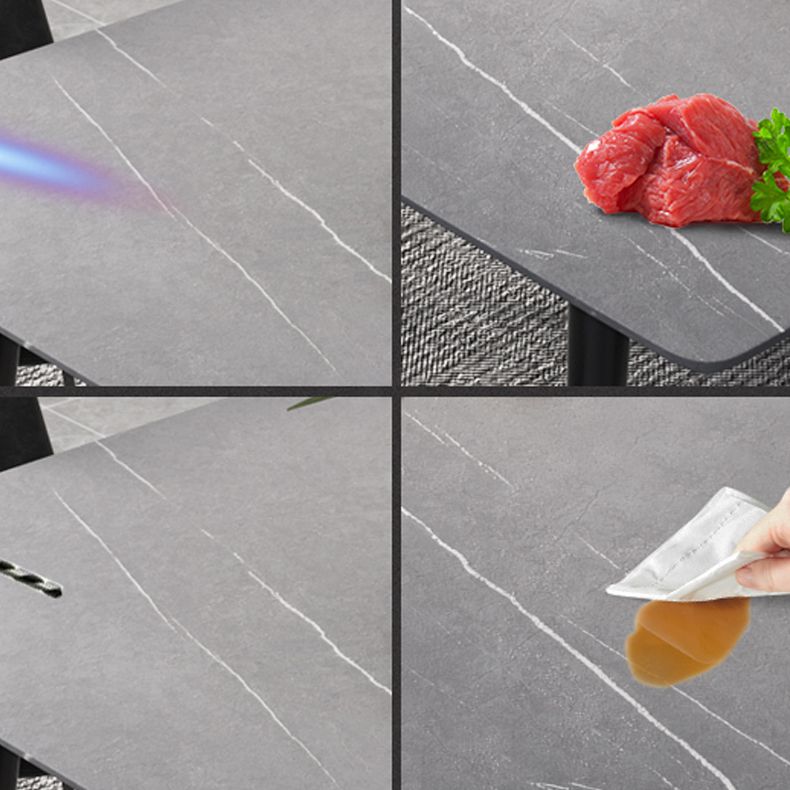 52" Round Sintered Stone Top Table Extendable 4 Legs Dining Table, Metal in Black Clearhalo ' dining_table' 'Dining Tables & Seating' 'Dining Tables' 'furn' 'furn_dining_table' 'Furniture' 'furniture_dining_table' 'Kitchen & Dining Furniture' 'kitchen&dining_furn' 'kitchen' 'kitchen_dining_table' 1200x1200_3b08b117-93a4-4008-b8e3-4235ff5f345a