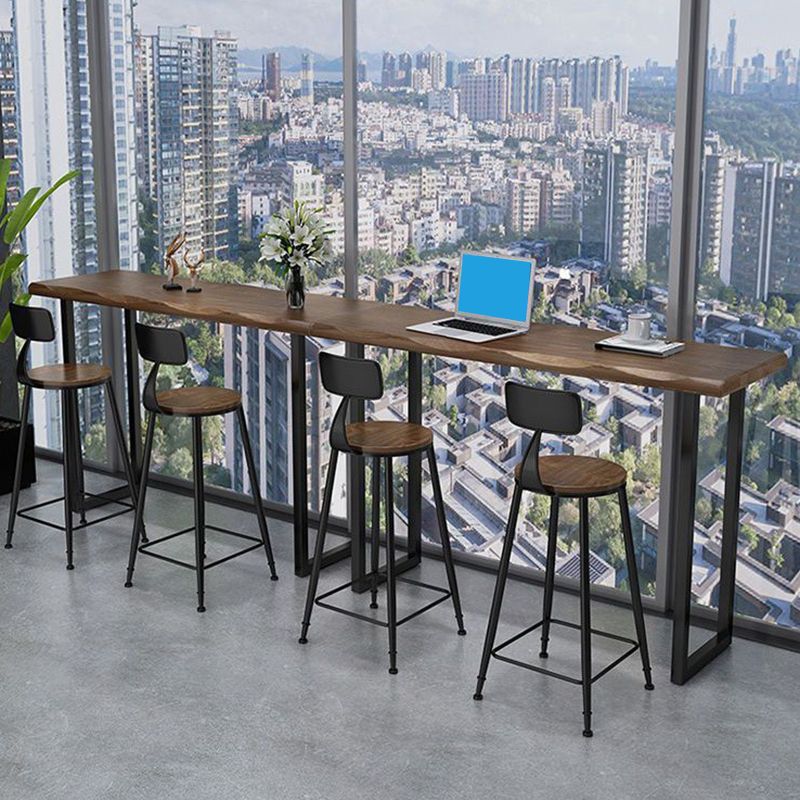 Mesa de bar de estilo industrial Mesa de comedor de barra con pedestal doble de madera maciza de pino
