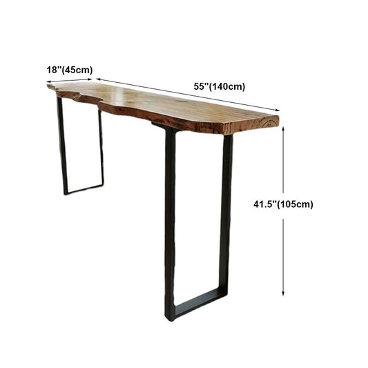 Brown Modern Style Bar Table Solid Wood and Iron Kitchen Bar Table Clearhalo 'Bar Furniture' 'Bar Tables' 'bar_tables' 'furn' 'furn_bar_tables' 'Furniture' 'furniture_bar_tables' 'Kitchen & Dining Furniture' 1200x1200_3b095bbd-d81e-45b7-b571-2aeec5dc107f