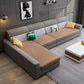 Modern Fabric Sofa & Chaise Square Arm Sofa with Bolster Pillows
