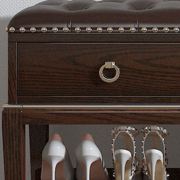 Rubber Wood Seating Bench Genuine Leather Rectangle Shoe Storage Entryway Bench Clearhalo 'Benches' 'Chairs & Seating' 'furn' 'furn_benches' 'Furniture' 'Living Room Furniture' 1200x1200_3b0c8347-6ab7-407f-a507-21307abeef76