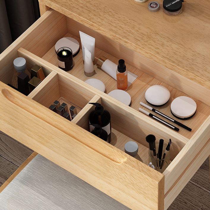 Table de bureau de vanité de maquillage scandinave en blanc et brun pour la chambre