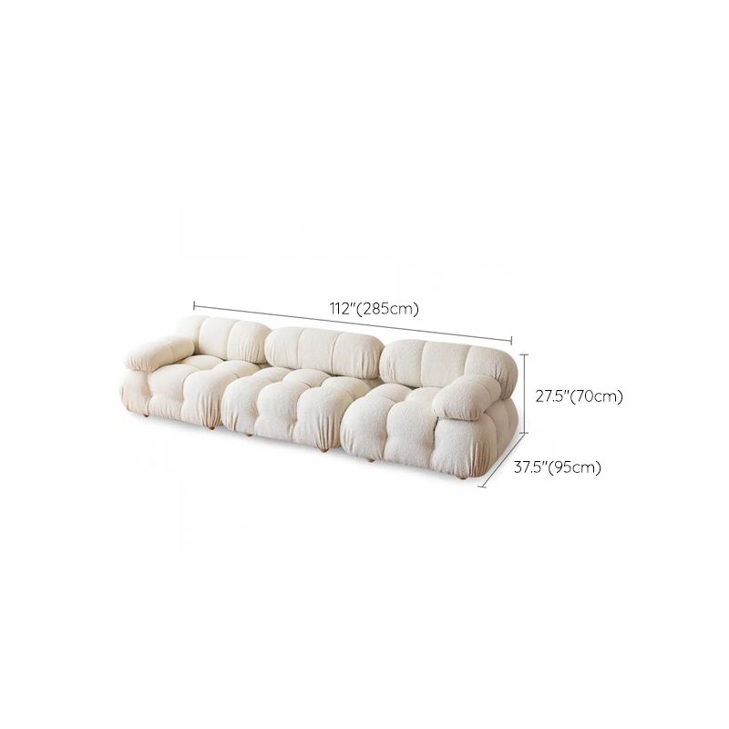 37" Wide Contemporary Sofa Fabric Tufted White Standard Seating