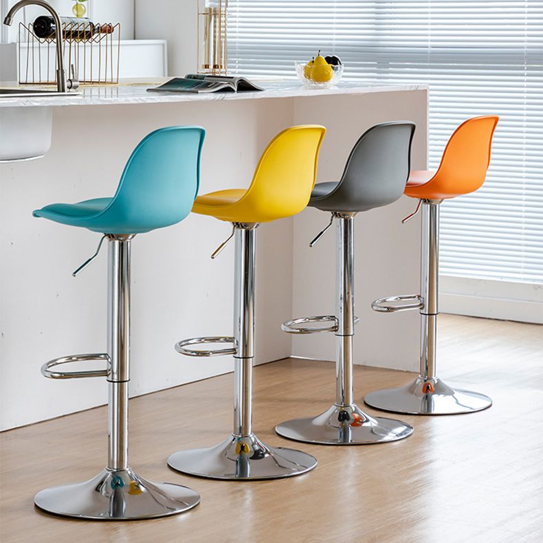 Living Room Nordic Liftable Barstool Leather Bar Stool with Silver Base Clearhalo 'Bar Furniture' 'Bar Stools' 'bar_stools' 'furn' 'furn_bar_stools' 'Furniture' 'Kitchen & Dining Furniture' 1200x1200_3b11655a-4012-423e-bce4-fa8c1339f147