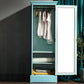 Traditional Birch Wood Cabinet with Mirror Matte Finish Wardrobe for Home