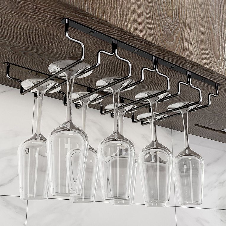 Contemporary Hanging Glass & Stemware Holder Stainless Steel Glass Rack in Black Clearhalo 'furn' 'furn_wine_racks' 'Furniture' 'Kitchen & Dining Furniture' 'Wine Racks' 'wine_racks' 1200x1200_3b13414c-8230-491e-933f-58645585dc5d