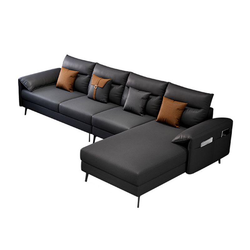 Contemporary Sectional with 4 Pillows Back and Storage Pillow Top Arm Clearhalo 'furn' 'furn_sectionals' 'Furniture' 'Living Room Furniture' 'Sectionals' 1200x1200_3b14cab5-6c13-4f7b-880a-4c0238782839