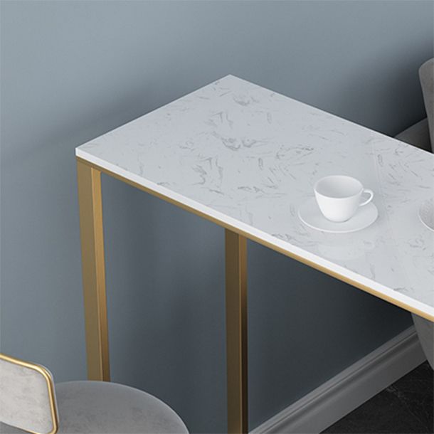 1/3 Piezas GlamoM Iron Bistro Set White Rectangle Faux Marble Top Table Plana con estante