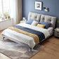 Letto standard grigio da 40,55 "con materasso con headboard rivestito