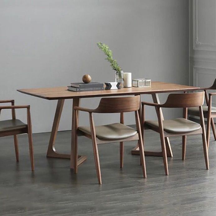 Modern Rectangle Dining Table Pine Solid Wood Table with Double Pedestal for Home Kitchen Dinner Clearhalo ' dining_table' 'Dining Tables & Seating' 'Dining Tables' 'furn' 'furn_dining_table' 'Furniture' 'furniture_dining_table' 'Kitchen & Dining Furniture' 'kitchen&dining_furn' 'kitchen' 'kitchen_dining_table' 1200x1200_3b175782-ae0d-4ac1-8d89-58dc6e4536c1
