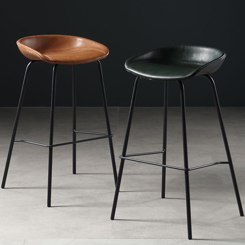 Contemporary Faux Leather Low Back Bucket Bar Stools with Metal Base Clearhalo 'Bar Furniture' 'Bar Stools' 'bar_stools' 'furn' 'furn_bar_stools' 'Furniture' 'Kitchen & Dining Furniture' 1200x1200_3b17727b-95f7-4eb6-99e8-e5d2c10e2081