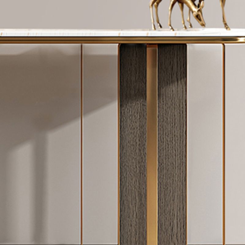 Glam 33.46" Tall Console Table Stone Oval Accent Table for Hall Clearhalo 'Console Tables' 'console_tables' 'Entry & Mudroom Furniture' 'furn' 'furn_console_tables' 'Furniture' 1200x1200_3b17b93a-2512-4325-8371-352e5df6b48f