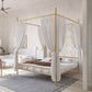 Metal Four Poster Bed con cabecera de marco abierto, cama estándar glamorosa