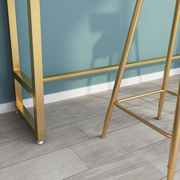 Glam Rectangle Stone Bistro Table Indoor Iron Bar Dining Table with Trestle Pedestal Clearhalo 'Bar Furniture' 'Bar Tables' 'bar_tables' 'furn' 'furn_bar_tables' 'Furniture' 'furniture_bar_tables' 'Kitchen & Dining Furniture' 1200x1200_3b1b99f6-1e81-42b0-beda-a00c576fbe22