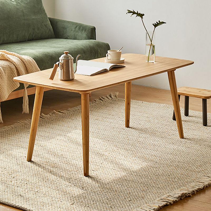 Nordic Simple 1 Single Coffee Table Rectangular Bamboo 4 Legs Cocktail Table