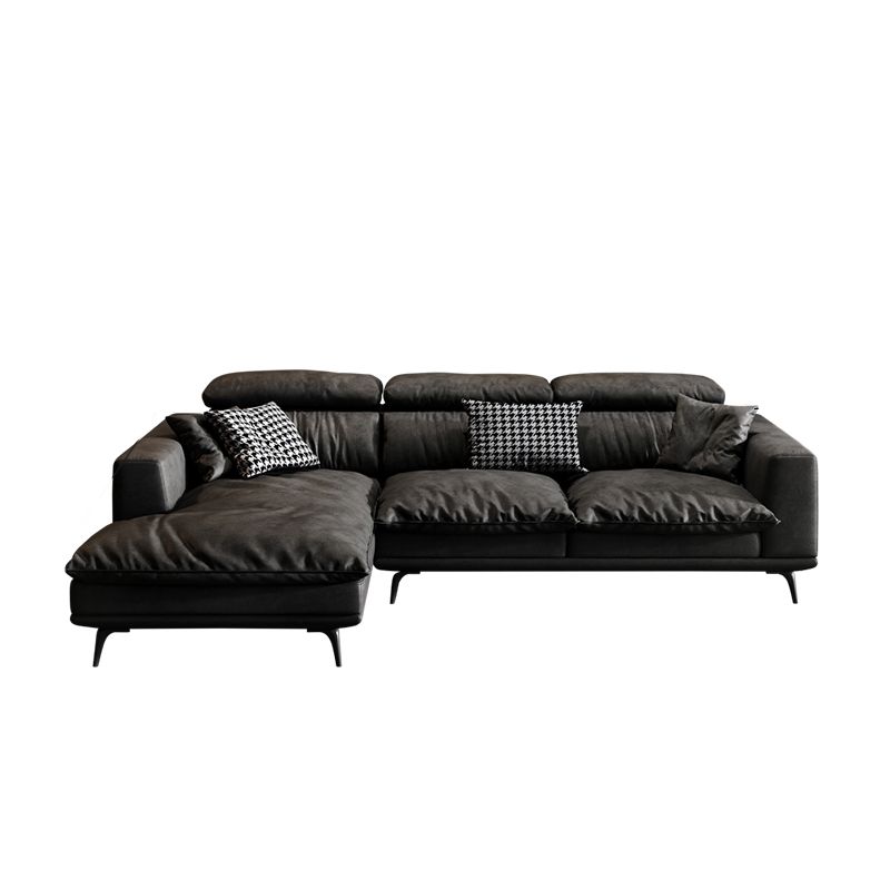 Waterproof Square Arm Sectionals 27.56"High Cushion Back Sofa,Black Clearhalo 'furn' 'furn_sectionals' 'Furniture' 'furniture_sectionals' 'Living Room Furniture' 'Sectionals' 1200x1200_3b1dc154-945a-47e9-94c1-858d46c99b40