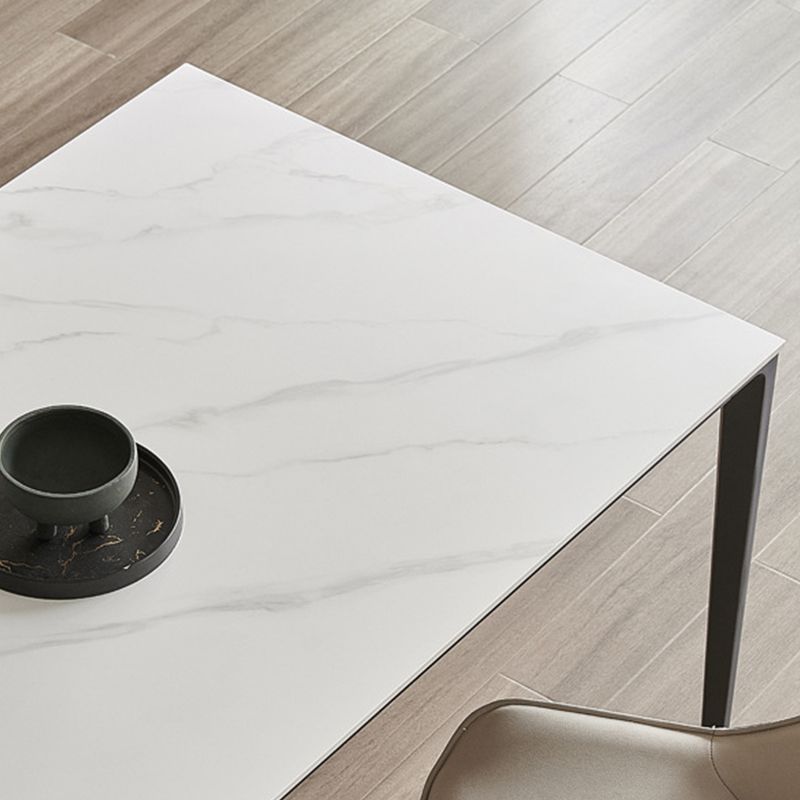 Modern Stone Top Rectangle Dinette Table Metal Base Dining Table in White Clearhalo 'Dining Tables & Seating' 'Dining Tables' 'dining_table' 'furn' 'furn_dining_table' 'Furniture' 'furniture_dining_table' 'Kitchen & Dining Furniture' 'kitchen' 'kitchen_dining_table' 1200x1200_3b1e17c6-ac72-45b5-8831-e99922fbba7f