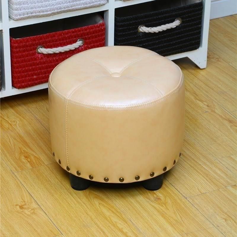 Cylinder Pouf Pure Color Tufted Nailhead Trim Faux Leather Standard Ottoman Clearhalo 'furn' 'furn_ottomans_poufs' 'Furniture' 'Living Room Furniture' 'Ottomans & Poufs' 'ottomans_poufs' 1200x1200_3b1ece42-990b-4b61-a8f1-fa0485f7b35c