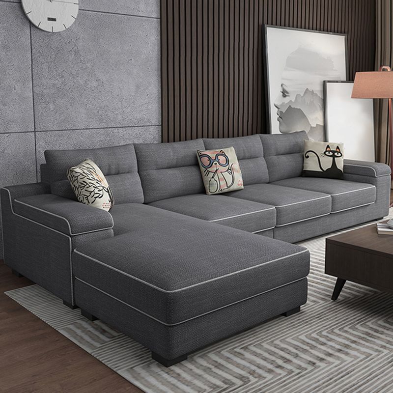 Pillow Top Arm L-Shape Pillowed Back Cushions Sectional Sofa with Chaise for Four People Clearhalo 'furn' 'furn_sectionals' 'Furniture' 'furniture_sectionals' 'kitchen' 'kitchen_sectionals' 'Living Room Furniture' 'Sectionals' 1200x1200_3b20766a-df5d-4346-9e83-0225c94100f8