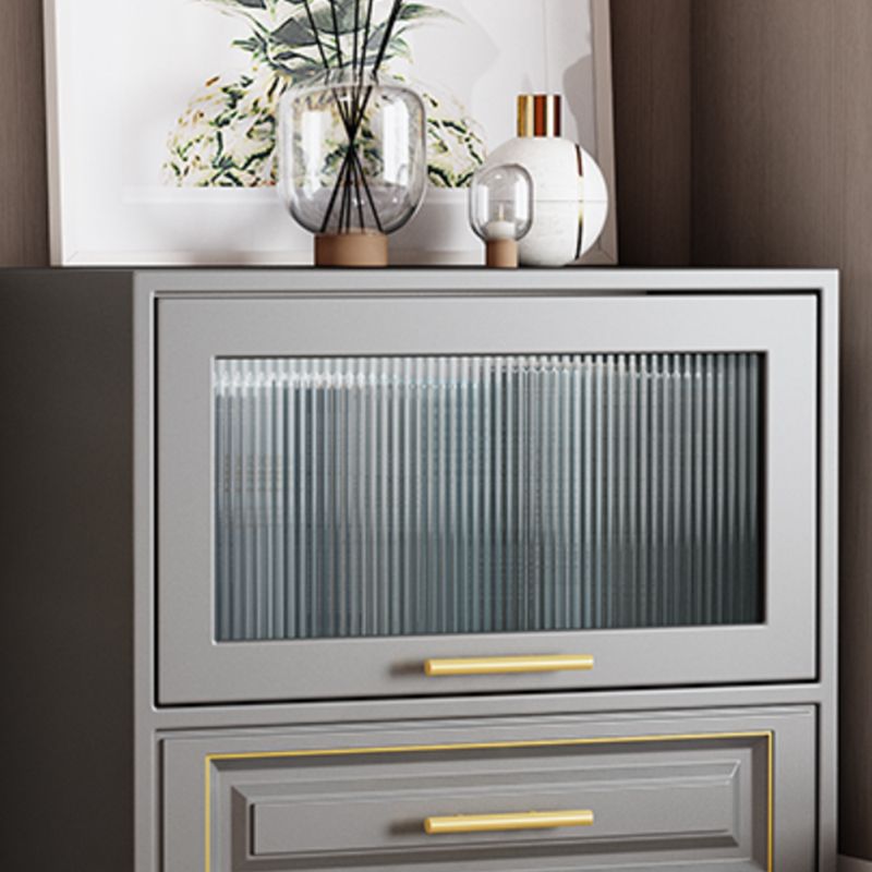 Contemporary Grey Cabinet with Glass Door and 2 Soft Close Drawers Clearhalo 'Cabinets & Chests' 'cabinets_chests' 'furn' 'furn_cabinets_chests' 'Furniture' 'Living Room Furniture' 1200x1200_3b20d7e4-be6f-47d7-af12-b625d8f129ee