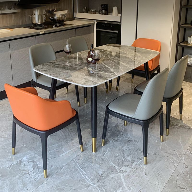 Mesa de comedor moderna de mediados de siglo Mesa de comedor de piedra con 4 patas