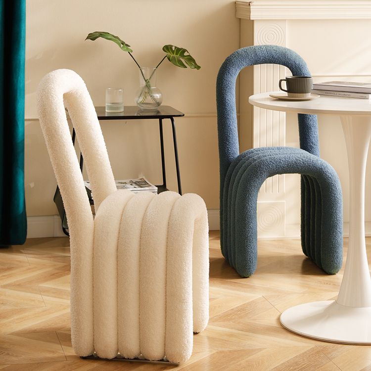 Lamb Wool Side Chairs Modern Kitchen Side Chair 16'' Wide Open Back Dining Side Chair Clearhalo ' kitchen&dining_furn' 'Dining Chairs' 'Dining Tables & Seating' 'dining_chair' 'furn' 'furn_dining_chair' 'Furniture' 'furniture_dining_chair' 'Kitchen & Dining Furniture' 'kitchen' 1200x1200_3b268e97-5326-4817-97f0-7d8234b2221f