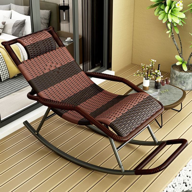 Modern Recliner Chair Color Block Rattan Rocker Chair with Dark Legs Clearhalo 'Chairs & Seating' 'furn' 'furn_rocking_chairs' 'Furniture' 'Living Room Furniture' 'Rocking Chairs' 'rocking_chairs' 1200x1200_3b28e704-06c7-4468-b085-c501db9d6ecc