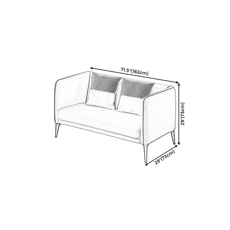 スカンジナビアのフェイクレザーリビングルーム用の正方形の腕を持つタイトなバックソファ