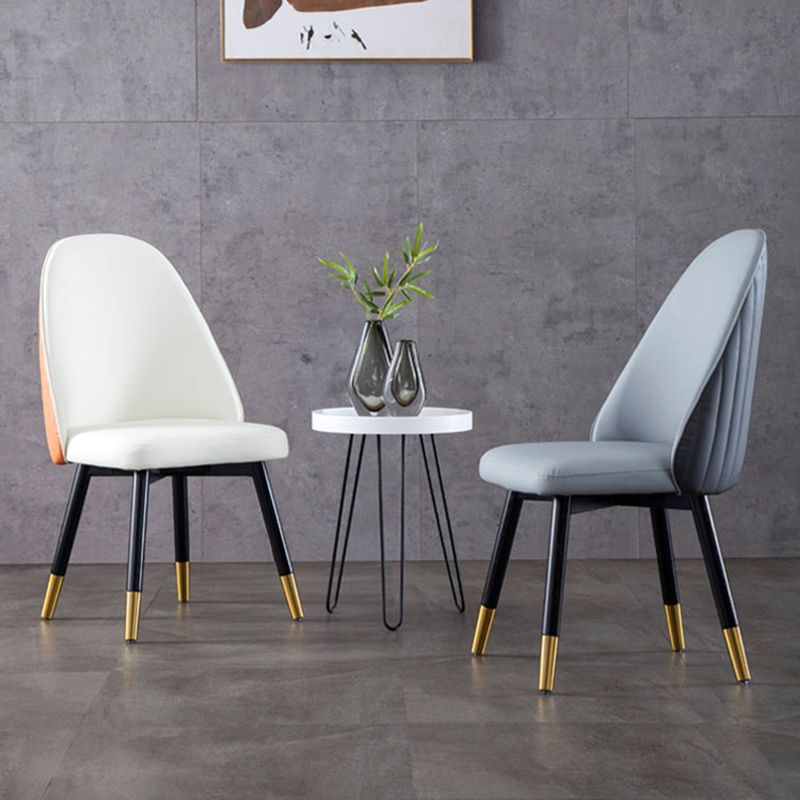 Wood Leather Scandinavian Style Dining Chair Armless Solid Back Chair Clearhalo ' kitchen&dining_furn' 'Dining Chairs' 'Dining Tables & Seating' 'dining_chair' 'furn' 'furn_dining_chair' 'Furniture' 'furniture_dining_chair' 'Kitchen & Dining Furniture' 'kitchen' 1200x1200_3b292ce7-78be-462d-bac3-124f9dc9d79d