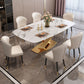 Modern Marble Table Set of 5/7 with Rectangle Table Dining Set with PU Leather Chairs Clearhalo 'Dining Room Sets' 'Dining Tables & Seating' 'dining_room_set' 'furn' 'furn_dining_room_set' 'Furniture' 'furniture_dining_room_set' 'Kitchen & Dining Furniture' 'kitchen&dining_furn' 'kitchen' 1200x1200_3b2b2416-362a-4200-8200-fea9852a64a8