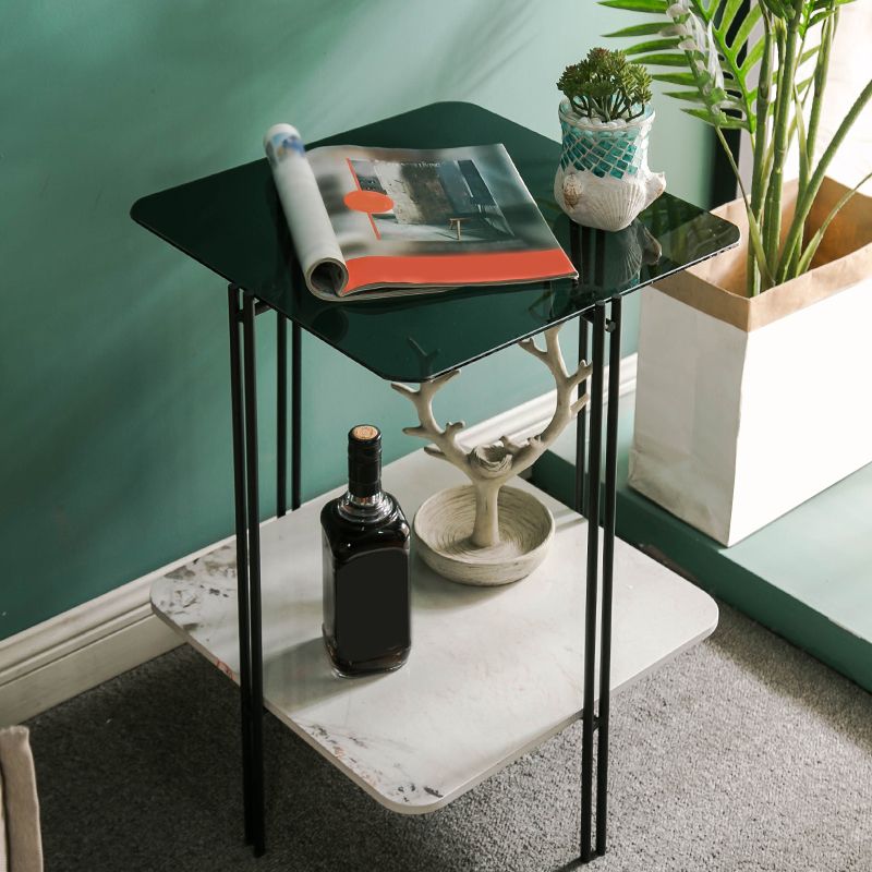 Tavolo da fascia alta a 4 gambe contemporanei tavolo di fascia alta vetro quadrata, 23,6 "di altezza