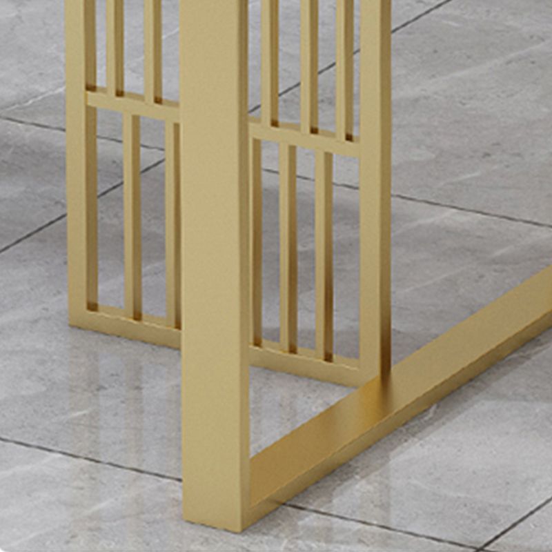 Glam Stone Dining Table Rectangle Iron Table with Golden Double Pedestal Table Clearhalo 'Dining Tables & Seating' 'Dining Tables' 'dining_table' 'furn' 'furn_dining_table' 'Furniture' 'furniture_dining_table' 'Kitchen & Dining Furniture' 'kitchen' 'kitchen_dining_table' 1200x1200_3b2d5071-161d-495a-ad86-47f09cc6ae38