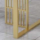 Glam Stone Dining Table Rectangle Iron Table with Golden Double Pedestal Table Clearhalo 'Dining Tables & Seating' 'Dining Tables' 'dining_table' 'furn' 'furn_dining_table' 'Furniture' 'furniture_dining_table' 'Kitchen & Dining Furniture' 'kitchen' 'kitchen_dining_table' 1200x1200_3b2d5071-161d-495a-ad86-47f09cc6ae38