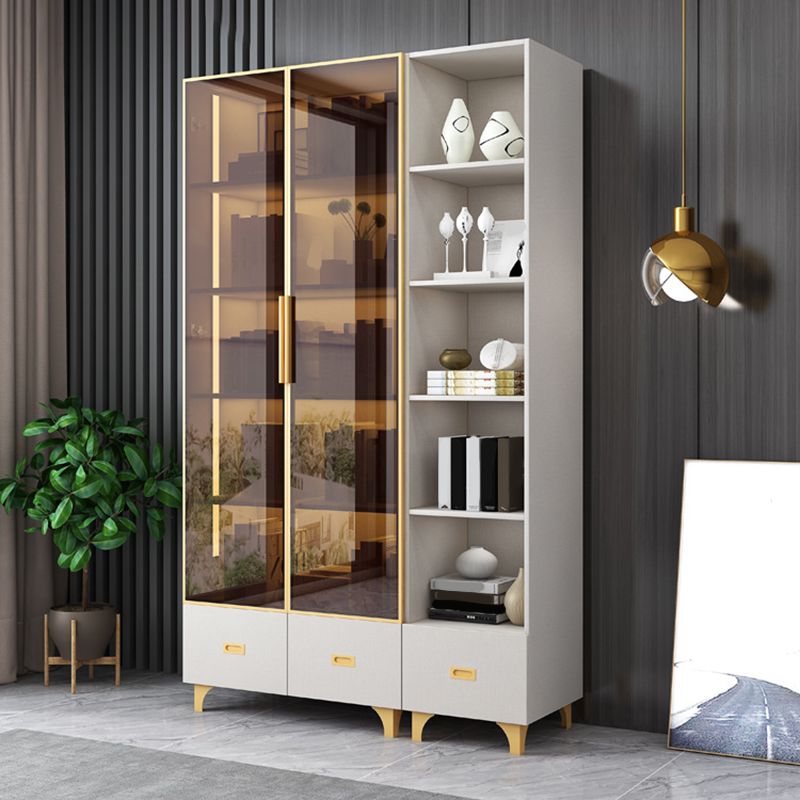 Glam Standard Book Shelf Engineered Wood Bookcase with Doors