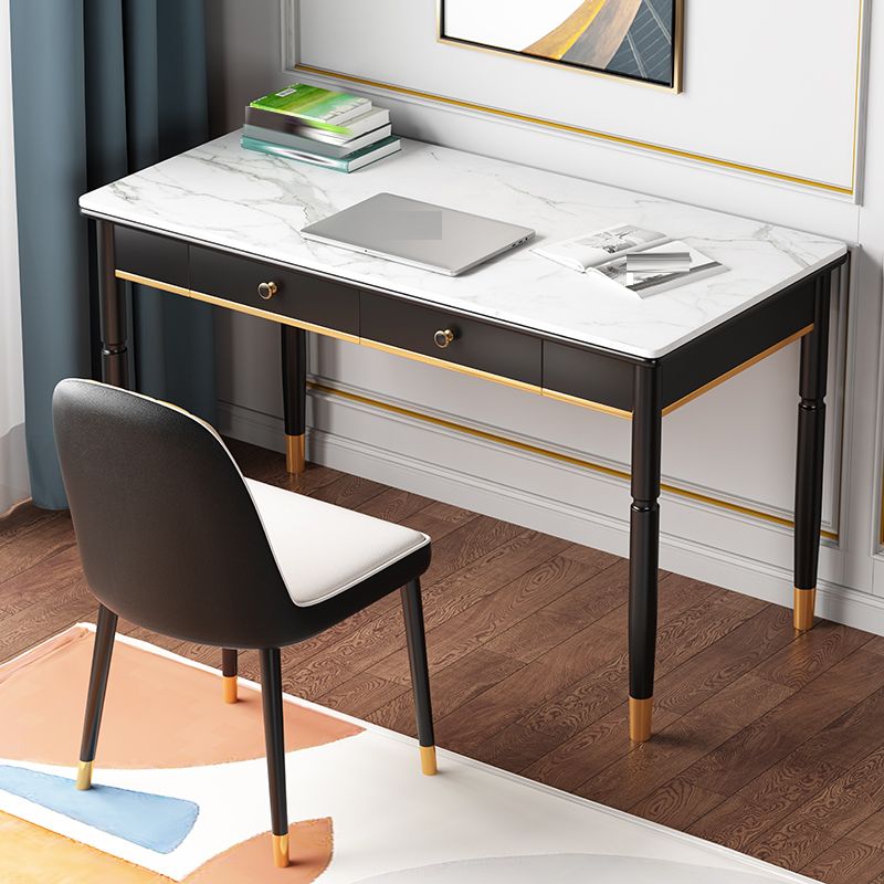 Accueil Glam Stone Writing bureau bureau de bureau rectangulaire avec tiroirs