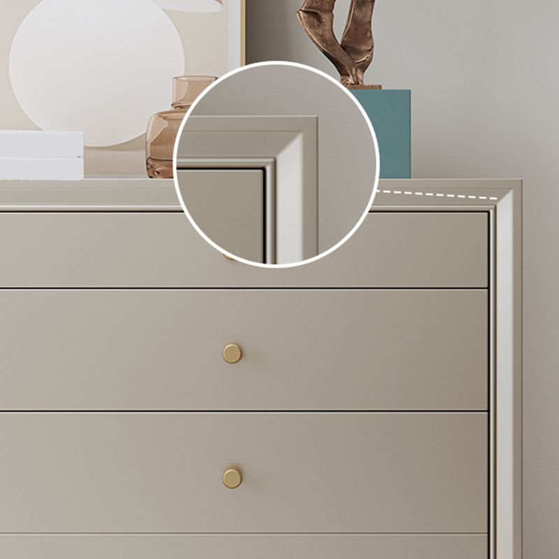 Contemporary Horizontal Double Dresser White/Silver Dresser with Storage for Home