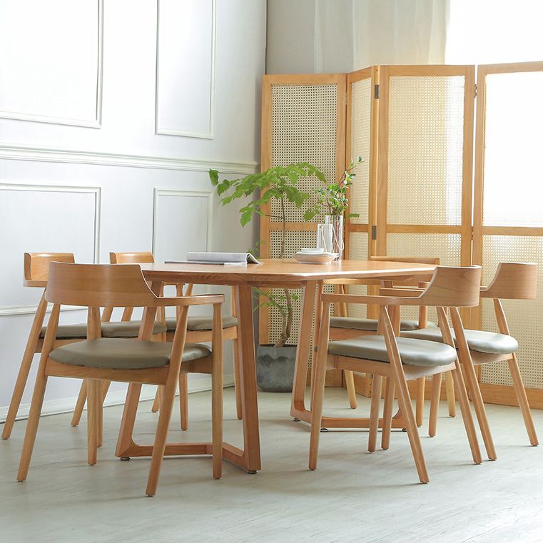 Mesa de cena de estilo contemporáneo Mesa de comedor marrón ovalada para la cena de cocina en casa