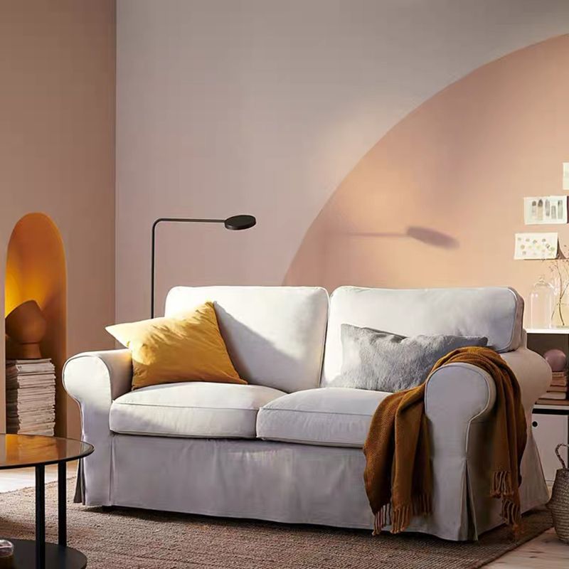 コンテンポラリーホワイトクッション標準ロールアーム2シーターソファ