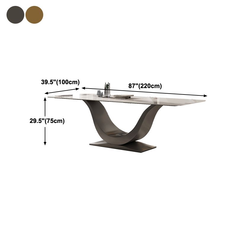 Moderne stijl voetstuk eettafel gesinterde stenen rechthoekige tafel voor thuis