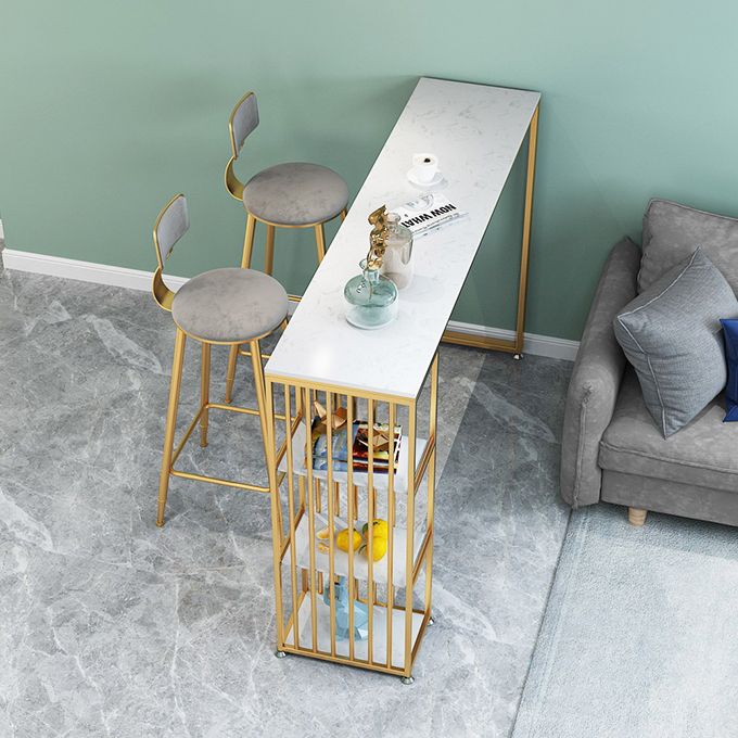 Glam Faux Marble Bar Dining Table Rectangle Bar Table for Dining Room Clearhalo 'Bar Furniture' 'Bar Tables' 'bar_tables' 'furn' 'furn_bar_tables' 'Furniture' 'Kitchen & Dining Furniture' 1200x1200_3b381154-44e3-4167-b5ae-89d9013f7c7e