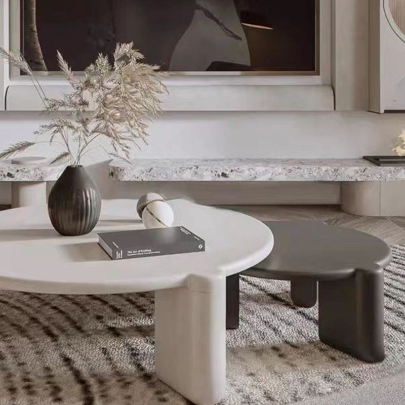Mesa redonda de madera de estilo moderno con mesa de centro con base de 3 patas