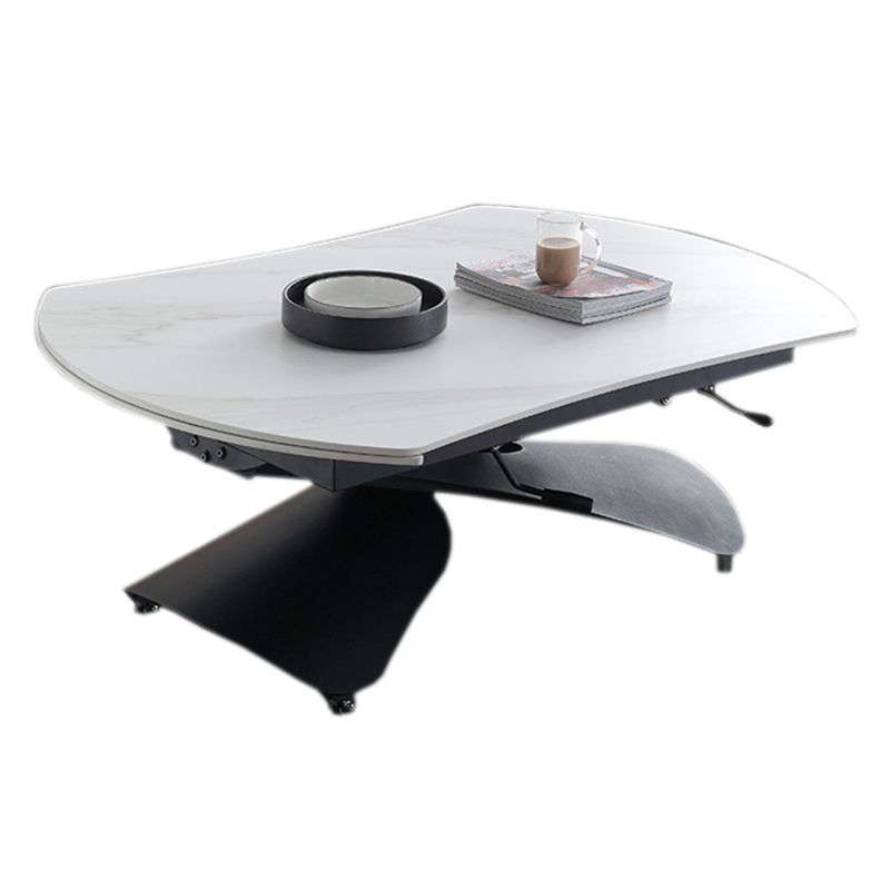Leistenen koffiecocktailtafel met hefdak, eigentijdse X-basis