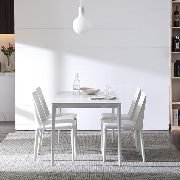 Simple White Kitchen Dining Table Sintered Stone Standard Dining Table with 4 Legs Base Clearhalo ' dining_table' 'Dining Tables & Seating' 'Dining Tables' 'Furniture' 'furniture_dining_table' 'Kitchen & Dining Furniture' 'kitchen&dining_furn' 'kitchen' 'kitchen_dining_table' 1200x1200_3b3a86ea-5988-45ae-96dd-892e777c3cc0