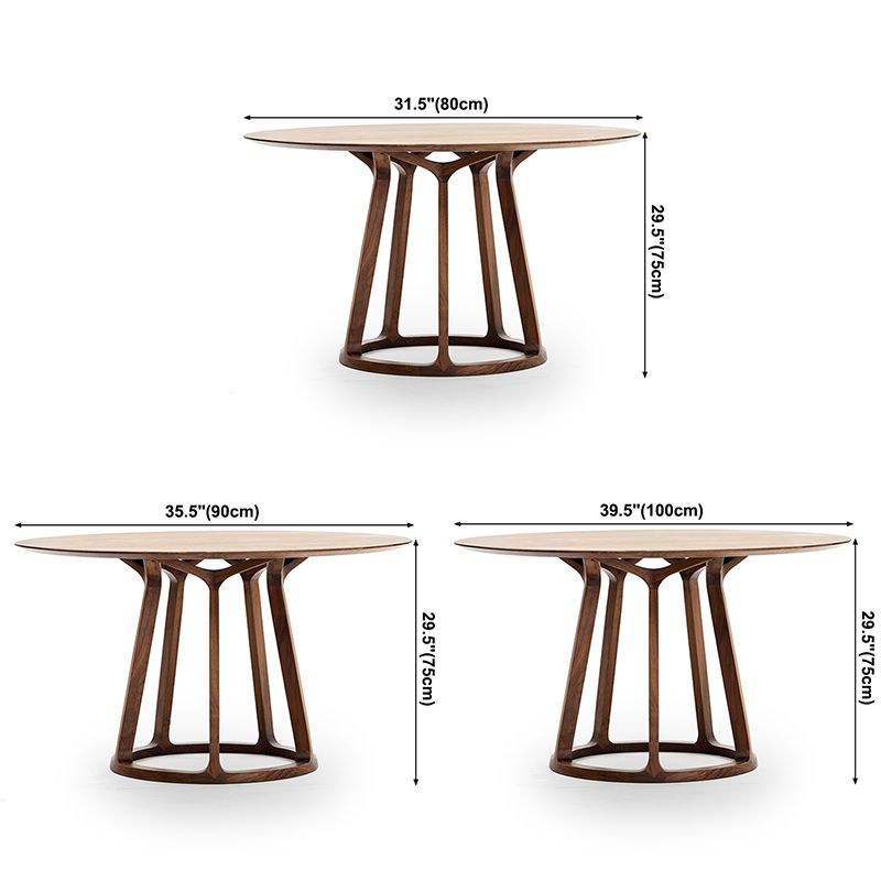 Round Wood Dining Table Reclaimed Pine Table in Brown with Wooden Pedestal Clearhalo ' dining_table' 'Dining Tables & Seating' 'Dining Tables' 'furn' 'furn_dining_table' 'Furniture' 'furniture_dining_table' 'Kitchen & Dining Furniture' 'kitchen&dining_furn' 'kitchen' 'kitchen_dining_table' 1200x1200_3b3e7331-d4b0-4103-a685-3309bfc6b181