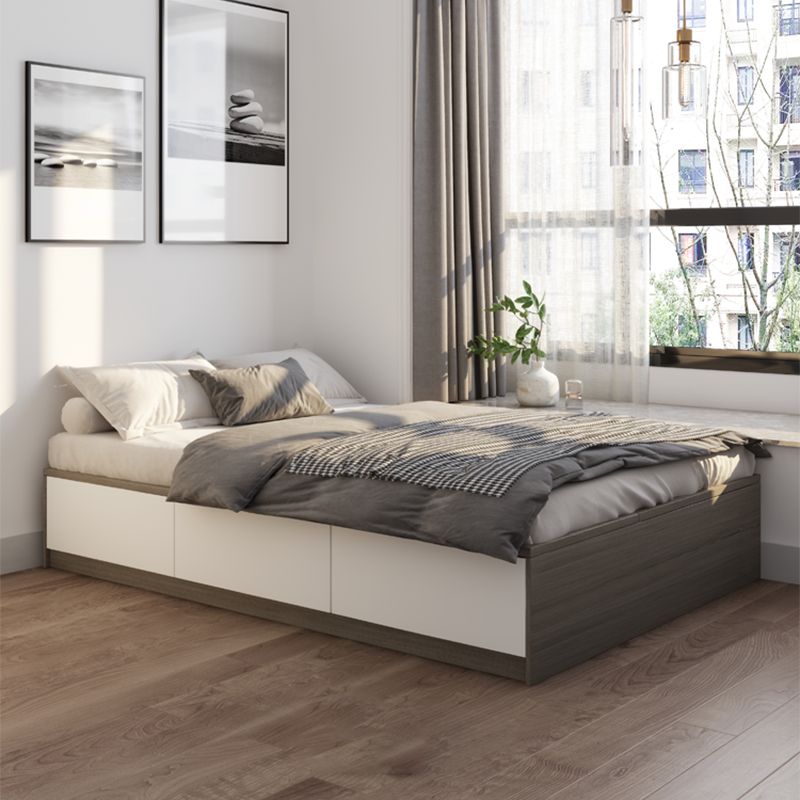 White and Brown Finish Platform Bed Lift Up Storage Platform Bed Frame Clearhalo 'Bedroom Furniture' 'Beds' 'furn' 'furn_beds' 'Furniture' 1200x1200_3b3f38dd-08a6-40a1-ac21-7547aeac2aba