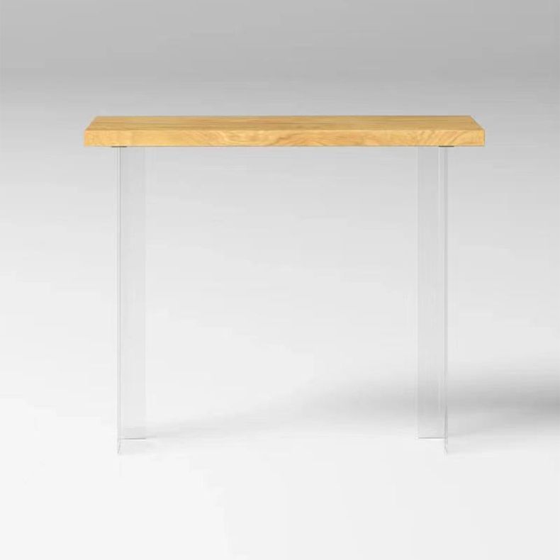 Modernes rechteckiges Kneipentisch-Set, 1/3 Bild, Tresentisch aus Holz mit rückenfreiem Hocker